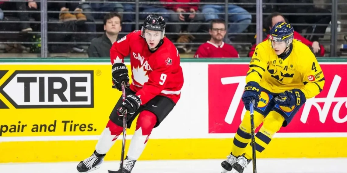 Sweden scores 3 goals in final 20 minutes to defeat Canada in World Junior exhibition action